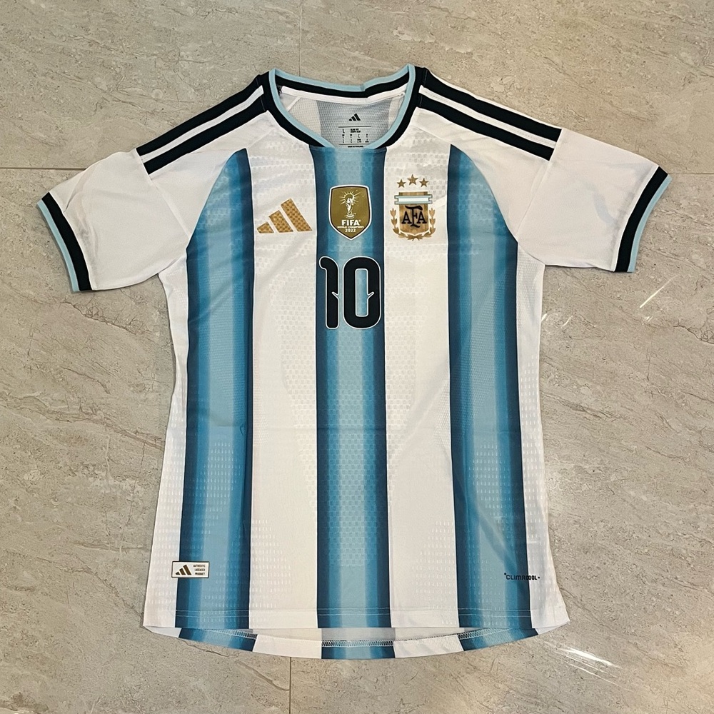 Argentina World Cup Champions 2022 Home Jersey - Messi #10 US SIZE X-LARGE